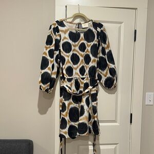 Maeve Navy and Brown Patterned Mini Dress